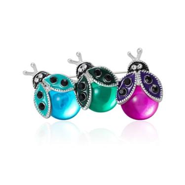 Imagem de Broche de animal de besouro vívido de strass para mulheres e homens broche de três besouros personalidade lapela mochila crachá chapéu bolsa casaco de inverno acessórios de decoração joias, Large