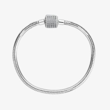 Imagem de Pulseira de Berloque Coração Cravejado em Prata 925, 19