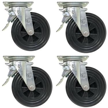 Imagem de Rodizio Giratório 200kg Com Freio para Container Plástico 8 - Kit Com 