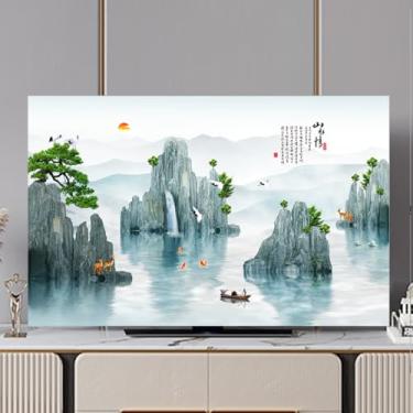 Imagem de Capa de TV Capa protetora contra poeira de TV com impressão moderna para LCD LED Desktop/Pendurar/Protetores de tela curvados Sala de Estar Arte Decoração Tecido - Branco-2||65 polegadas (152 x 92 cm)