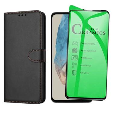 Imagem de Capa Carteira Preta com Porta Cartões e Película Cerâmica Nanogel para Samsung Galaxy M35, Proteção 9H Anti-Riscos
