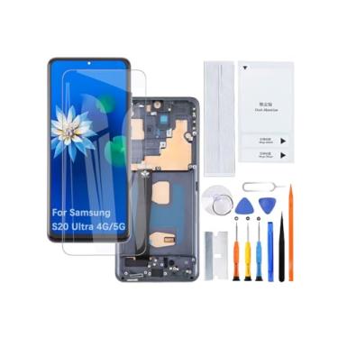 Imagem de Kit de montagem de tela LCD para Samsung Galaxy S20 Ultra 4G/5G TFT G988 G988U G988U1 (preto com moldura, sem impressão digital, tela não curva)
