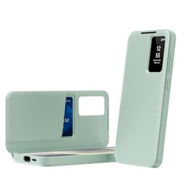 Imagem de Capa protetora tipo carteira de couro com compartimento para cartão para Samsung Galaxy S25 S24 Ultra S23 S22 Plus (para Galaxy S24/verde)