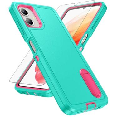 Imagem de Asuwish Capa de celular para Samsung Galaxy A06 5G com protetor de tela de vidro temperado, suporte oculto híbrido, resistente, à prova de choque, resistente, proteção Ao6 A 06 4G LTE mulheres homens