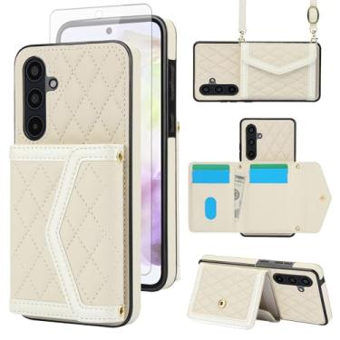 Imagem de Asuwish Capa de celular para Samsung Galaxy A26 5G carteira celular com protetor de tela de vidro temperado bloqueio RFID compartimento para cartão de crédito alça transversal suporte A 26 26A LTE