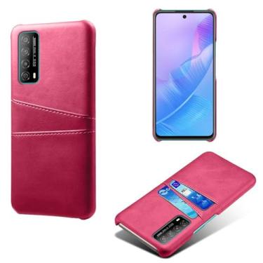 Imagem de Capas Compatível com Huawei Enjoy Y20 SE,Caso de couro PU-Tampa de telefone a prova de choque com 2 slots de cartão,Proteção anti-impressão digital e anti-gota-Rose Red