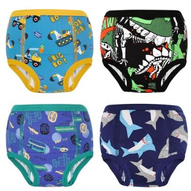Imagem de MooMoo Baby Pacote com 4 cuecas absorventes de algodão para meninos e meninas de 2 a 10 anos, Azul, 3 Anos