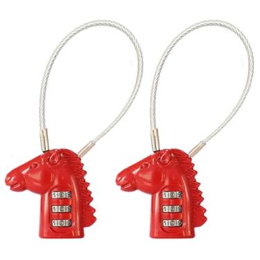Imagem de LITAITAI Cadeado de combinação em forma de cavalo com 3 dígitos para academia, malas, malas, bolsas de computador, mochilas, armários, gavetas, kit de ferramentas e armários (vermelho)