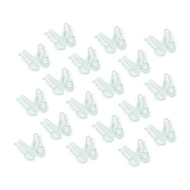 Imagem de PATIKIL 20 peças de enfeites de borboleta, 5 cm de renda de camada dupla de organza costurados em apliques para casamento, noiva, roupas, chapéu, cortina, verde