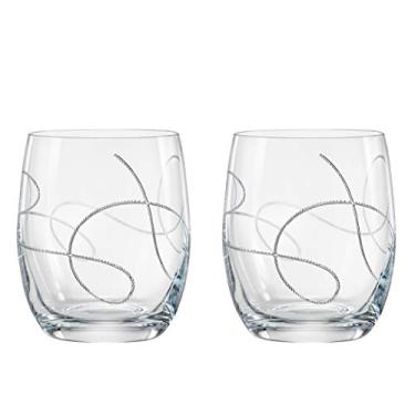 Imagem de Barski Copo de vidro, com design de cordas, cristal, copos duplos à moda antiga, conjunto de 2 copos, feito na Europa, cada DOF tem 400 ml.