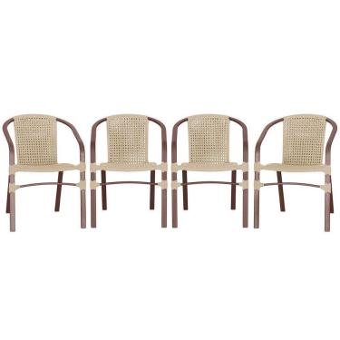 Imagem de 04 Cadeiras Floripa Alumínio Pintura Marrom Trama Rami