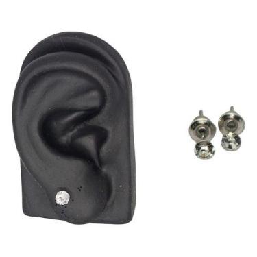 Imagem de Par De Brinco Feminino Ponto De Luz 3mm Zirconia Banho Prata - Bellavi