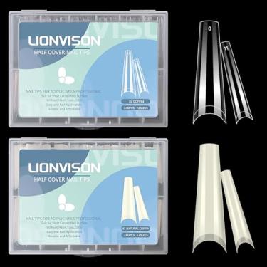 Imagem de 480 peças de pontas de unhas extralongas de caixão, 2 pacotes de meia cobertura de acrílico natural e transparente, 12 tamanhos artificiais, 2GG, longo, francês, falso, bailarina, unhas para salões de arte em unhas, casa "faça você mesmo"