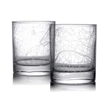 Imagem de Conjunto de 2 copos de uísque do mapa de Paris, copos de rochas, 25 ml Copos antiquados para beber uísque escocês, bourbon, coquetel, conhaque, vodca, gin, tequila, rum, licor de centeio, presente