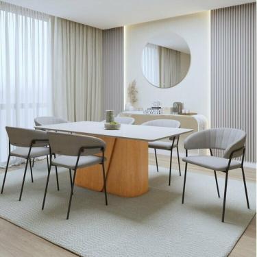 Imagem de Conjunto Sala De Jantar 6 Lugares Retangular Com Tampo Mdf Ca