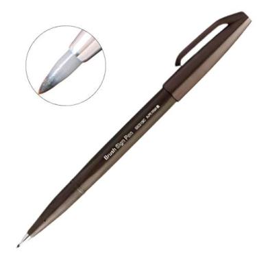 Imagem de Caneta Pincel Brush Sign Pentel Lettering Desenho Caligrafia, Marrom E