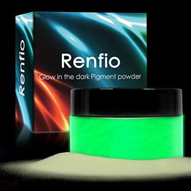 Imagem de Renfio Pigmento em pó brilhante de 3,5 oz/100 g, pigmento luminoso de cor de resina em pó, corante de pigmento fluorescente para resina epóxi, fina, tinta acrílica, prego, arte fina - amarelo a verde