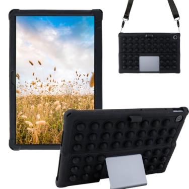 Imagem de Sfulatdc Capa de silicone para tablet com alça de ombro embutida, suporte para caneta Stylus e caneta Stylus leve, macia, compatível com Lenovo Tab Plus de 11,5 polegadas, preta