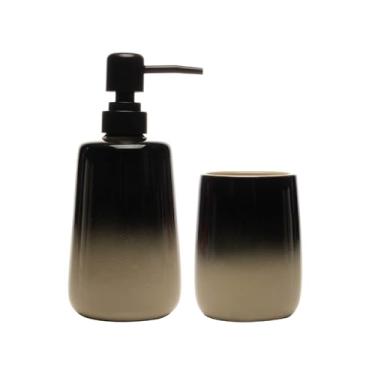 Imagem de WOLFF - Conjunto 2 Peças para Banheiro de Cerâmica Degradê Bege e Preto