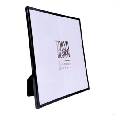 Imagem de Porta Retrato Tokyo Design, 20x25 cm, Aço Inox, Vidro, Horizontal e Vertical, para Mesa e Estante (Preto Brilhante)