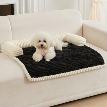 Imagem de HAOMAIJIA Sofá-cama para cães grandes, capas de sofá antiderrapantes para sofá grossa, macia, lavável, capa protetora de sofá para todas as estações, tapete universal para cães e gatos (preto, grande)
