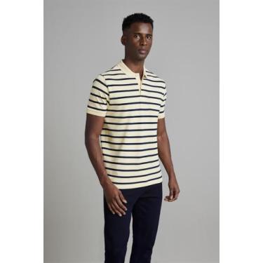 Imagem de Camisa Polo com Bolso Piquet Comfort - Marrom Amêndoa / Azul Marinho -