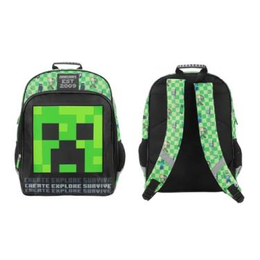 Imagem de Mochila infantil com personagem Minecraft Creeper de 40,6 cm para escola e viagens