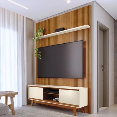 Imagem de Conjunto Painel com Bancada Cesar 2 Portas Deslizantes 2 Prateleiras M