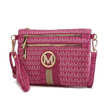 Imagem de MKF Collection Bolsa tiracolo 2 em 1 para mulheres, bolsa de pulso - Bolsa carteiro feminina pequena de couro PU da Mia K, Tarren Fuchsia, Small, Tarren