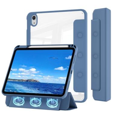 Imagem de KVTVOU Capa para iPad (A16) 11ª/10ª geração (2025/2022, 11/10,9 polegadas) com suporte de lápis, capa magnética destacável fina com três dobras, capa traseira transparente de policarbonato rígido