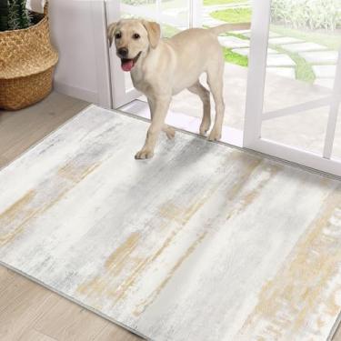 Imagem de CRISTGEE Tapete de porta, tapete de porta frontal de lã sintética antiderrapante tapete de entrada absorvente abstrato para entrada interna, corredor, lavanderia, áreas de alto tráfego, 61 x 122 cm