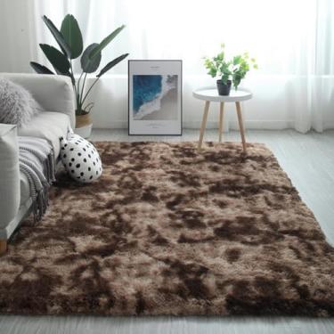 Imagem de KAIJIE Tapetes de área para atualização de quarto tapete macio gradiente tie dye felpudo felpudo sala de estar tapete de pelúcia para crianças decoração de dormitório de casa estética 120 x 200 cm