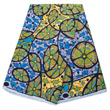 Imagem de Stioyitois Tecido Africano 100% Algodão Africano Ankara Print Kente Tecido 6 jardas Uma Peça X1