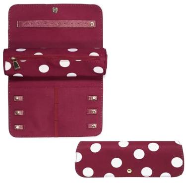 Imagem de kate spade new york Organizador de estojo de joias de viagem, caixa de joias de tecido para mulheres, organizador de joias fofo comporta colares, anéis, pulseiras, rolo de joias pequeno (Julie Dot)