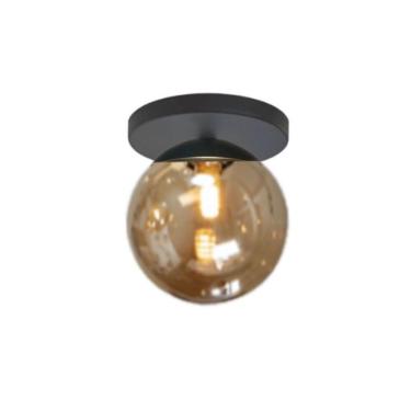 Imagem de Plafon Jabuticaba Preto Fosco - Metal/Vidro 12,5cm