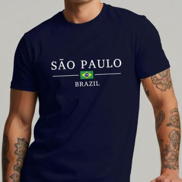 Imagem de Camiseta Masculina São Paulo Brazil Estilo Casual Estampa Bandeira - Y