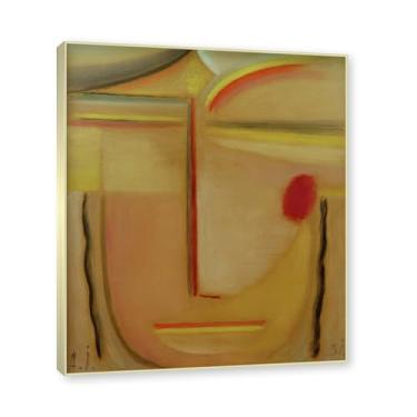 Imagem de NHLDZYH Moldura de champanhe. Impressões de arte Alexej von Jawlensky - Pintura de retrato - (cabeça abstrata dourada e rosa) - Pôster de decoração de parede vintage. 40 x 48 cm - 15,7 x 18,9 pol