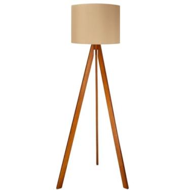 Imagem de Abajur De Chão Tripé 1,50 Cm Completo Com Cúpula E Fiação Luminária De Piso Para Sala, Quarto, Cúpula cor Linho