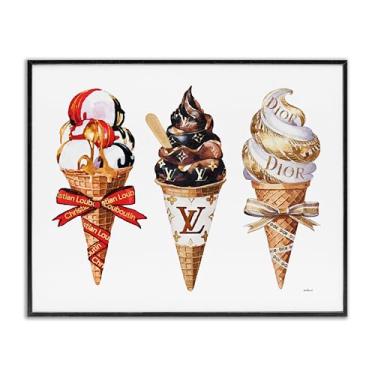 Imagem de Stupell Industries Design de arte giclée emoldurado preto sorvete gourmet de luxo por Amanda Greenwood, 28 x 35