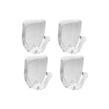Imagem de Kit 04 Ganchos Cabide Autoadesivo Acrílico Transparente 3x3x2cm Fixação Segura Gancho Elegante Minimalista Sem Furos Ideal para Pendurar