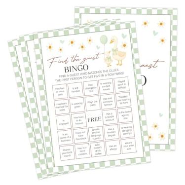 Imagem de Goose Baby Shower Games, Sage Green Little Goose Find The Guest Bingo Game para 30 convidados com cartas de jogo, revelação de gênero, suprimentos e decorações para chá de bebê (DV16)