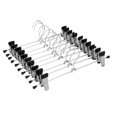 Imagem de Kit 30 Cabide com Presilha Deslizante em Aço Adulto - Organizador para Calças, Saias, Bermudas, Shorts