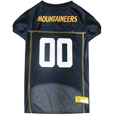 Imagem de Pets First NCAA College West Virginia University Mountaineers Jersey de malha para cães e gatos, 2GG. Camisa de cachorro grande licenciada com seu time favorito de futebol/basquete universitário