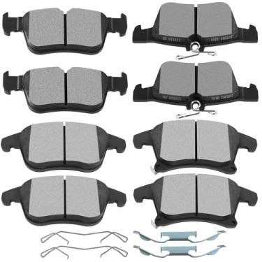 Imagem de SCITOO Kits de pastilhas de freio de cerâmica, conjunto de 8 peças de pastilhas de freio adequado para 2013-2019 para Ford Fusion, 2013-2018 para Lincoln MKZ