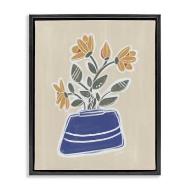 Imagem de Stupell Industries Abril Primavera Vaso de Margarida Moldura Preta Tela Flutuante Design de Arte de Parede por Beki Marquardt, 21 x 17