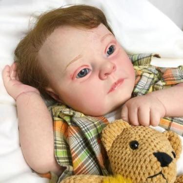 Imagem de Bebê Reborn Menino Patience Com Síndrome de Down Olhos Azuis Cabelo Fi