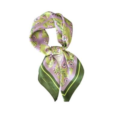 Imagem de Lenço Quadrado Feminino De Cetim Macio 70x70cm, Imitação De Seda, Moda