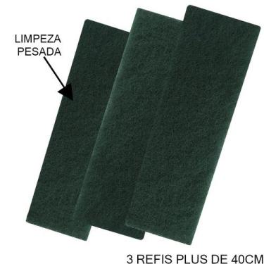 Imagem de Kit 3 Fibra Sintética Verde Para Suporte LT Plus Limpeza Pesada 40cm -