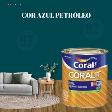 Imagem de Tinta Esmalte Sintético Base Água Cor Azul 800ml Coral Coralit Total Z