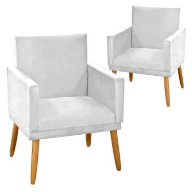 Imagem de Kit 2 Poltronas Decorativa Nina CR suede branco para leitura - JBL EST